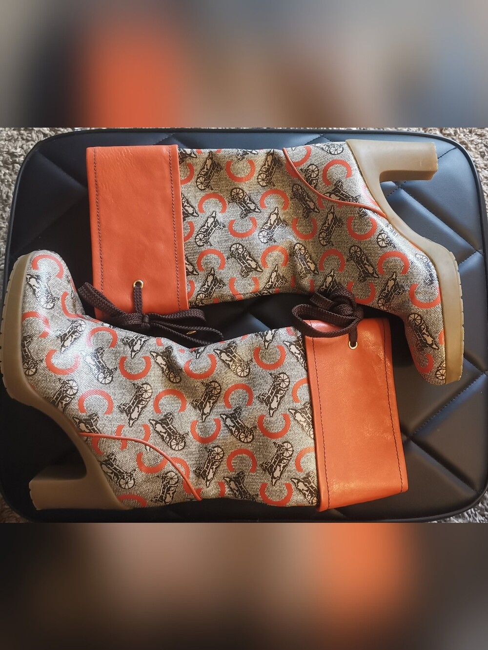 Authentic Vintage CELINE C-Monogram & Carriage Boots -Size 37 / US 6.5-7